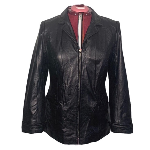 North End Sz Med Genuine Leather Jacket Black - Picture 3 of 7